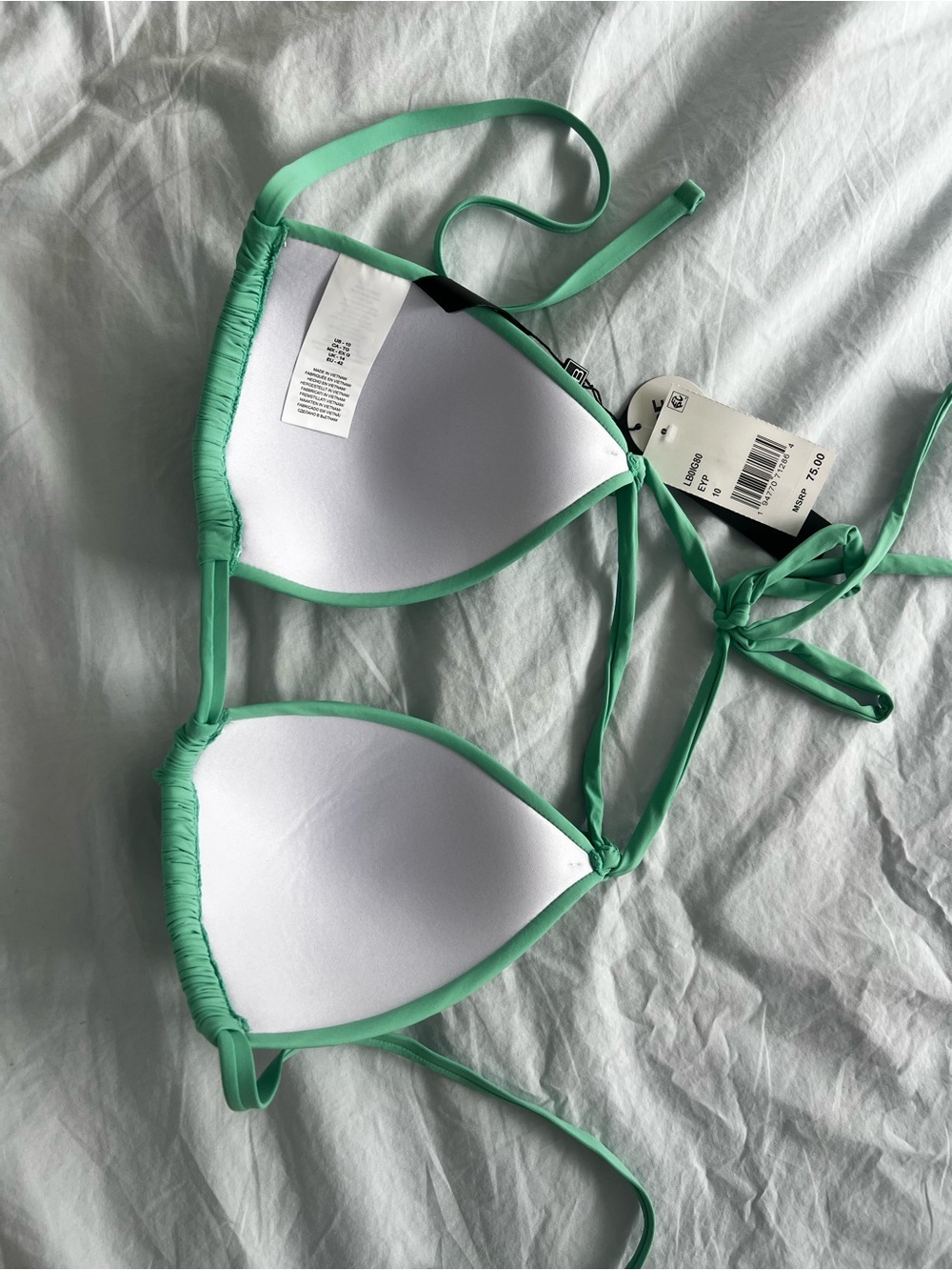 La Blanca Island Goddess Halter Triangle Top - Eucalyptus - Picture 3 of 7